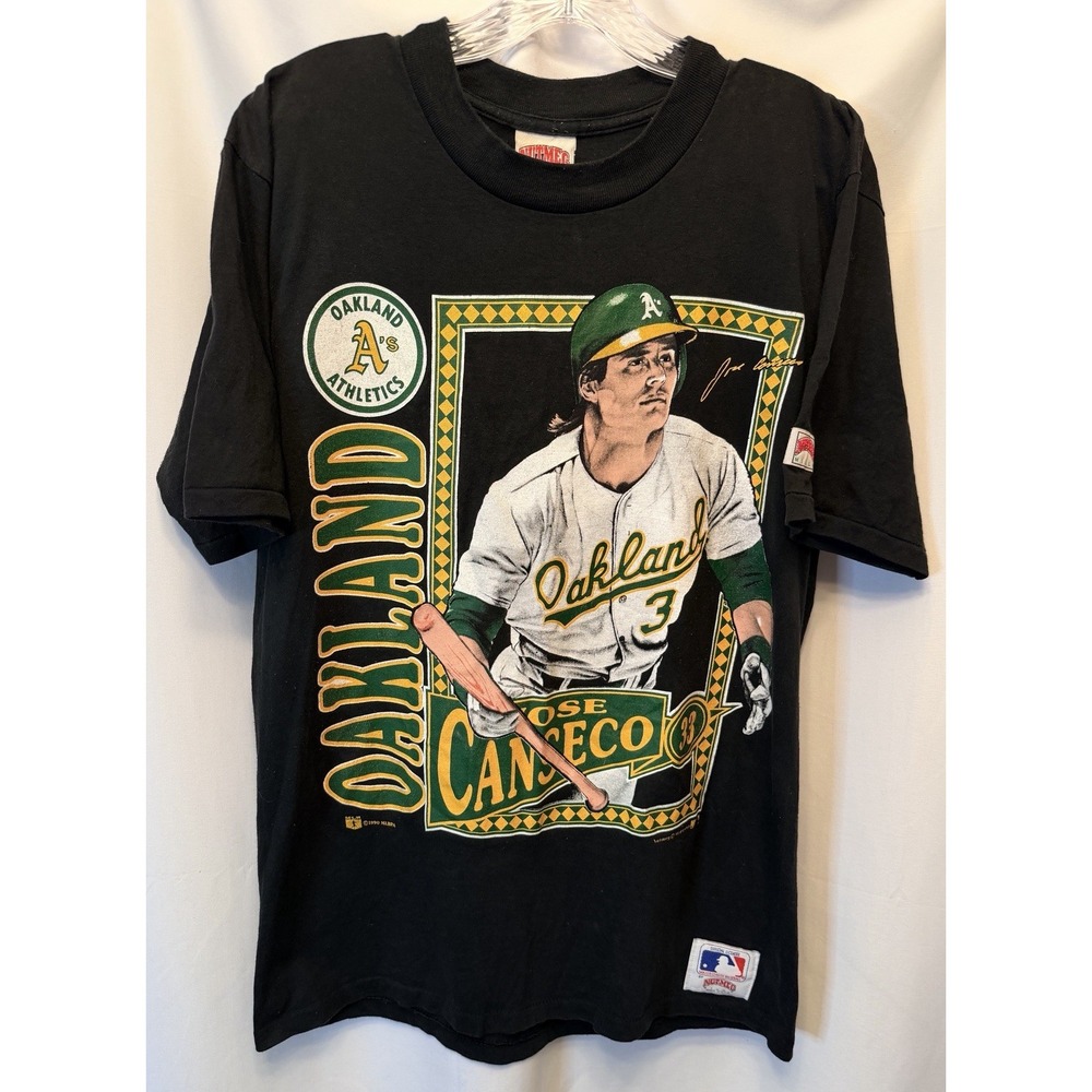 Nutmeg 1990 Jose Canseco Baseball Card T-Shirt Large Oakland's A's Black Vintage